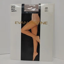 Evan Picone Control Top Ultra Share Nylon Leg SandalFoot Pantyhose Sz 3 New Grey