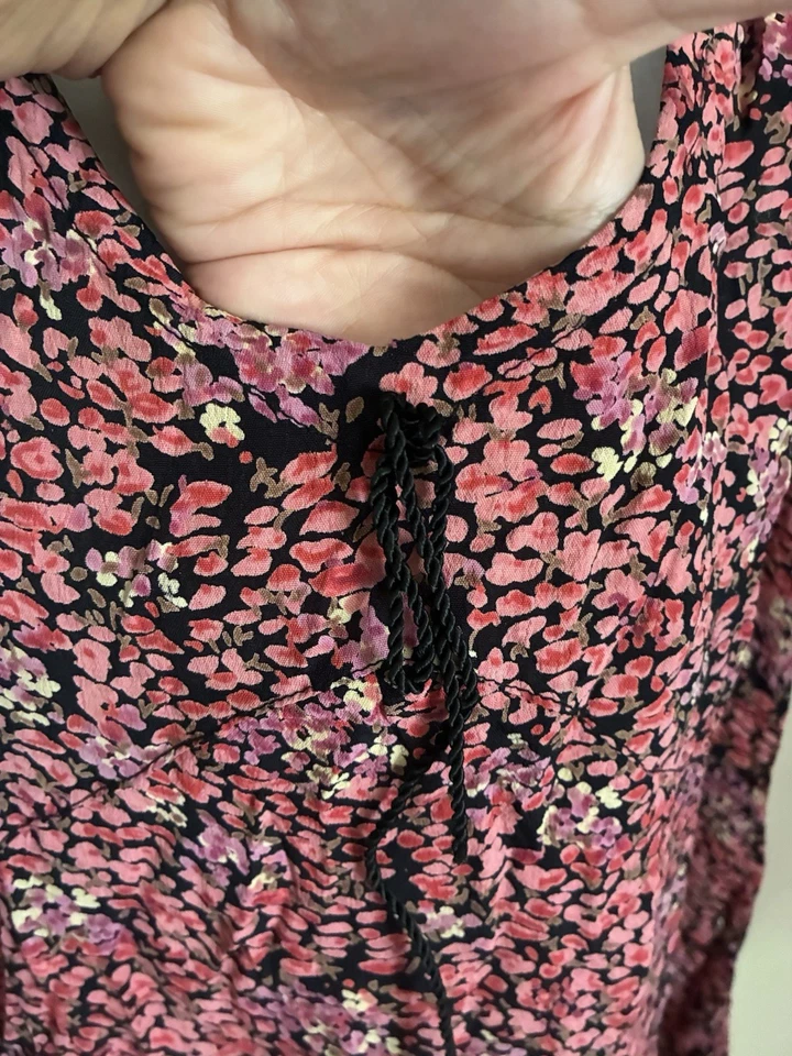 Винтажный 90-х ностальгия скольжения платье розовый цветочный креп вискоза без рукавов Shift Flapper L - Изображение 2 из 4