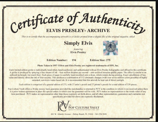 "Simply Elvis" (1957) | Giclée Print | Jerry Schilling 194/250 image 5
