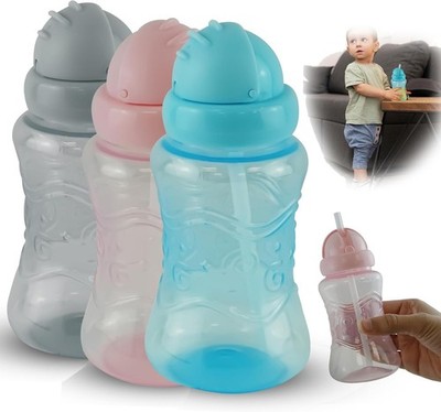 BPA frei Pop Up Strohhalm Kleinkinder Schnabeltassen 300ml Easy Grip Baby Milchflaschen 12M+