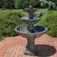 Classic Designer Polystone Outdoor 3-Tier Fountain - Dark Brown by Sunnydaze