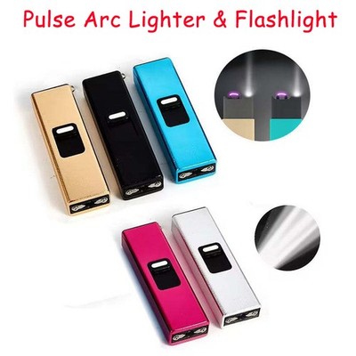 USB Rechargeable Metal Lighters Pulse Arc Lighter Flameless Self-defense Tool