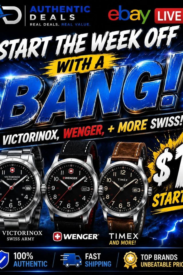 START THE WEEK OFF WITH A BANG! VICTORINOX, WENGER, + MORE SWISS! $1 STARTS