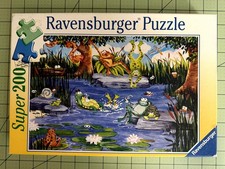 Y2K vtg 2001 Ravensburger Puzzle Super 200 piece Pond Party COMPLETE Frogs 7+