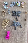 Lot Of 8 Vintage Costume Jewelry Pins Brooches 1980 & 90s