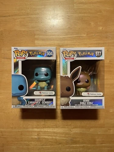 Funko Pop Lot Of 2 Pokémon Squirtle And Eevee Pearlescent Pokemon Center 504 577