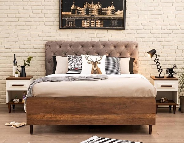 Schlafzimmer 3Tlg Design Einrichtung Bett 2X Nachttische Luxus MöBel-image