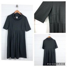 Robbie Bee Black Diamond Cowl Neck Short Sleeve Pleated Midi Dress Size 6
