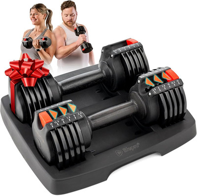 Adjustable Dumbbells Set - 5In1-15Lb 25Lb 43Lb 55Lb Weights Set & Single with Ra