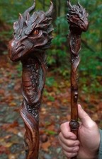 ART-wooden walking stick Hand Carved handmade DRAGON wooden walking gift A