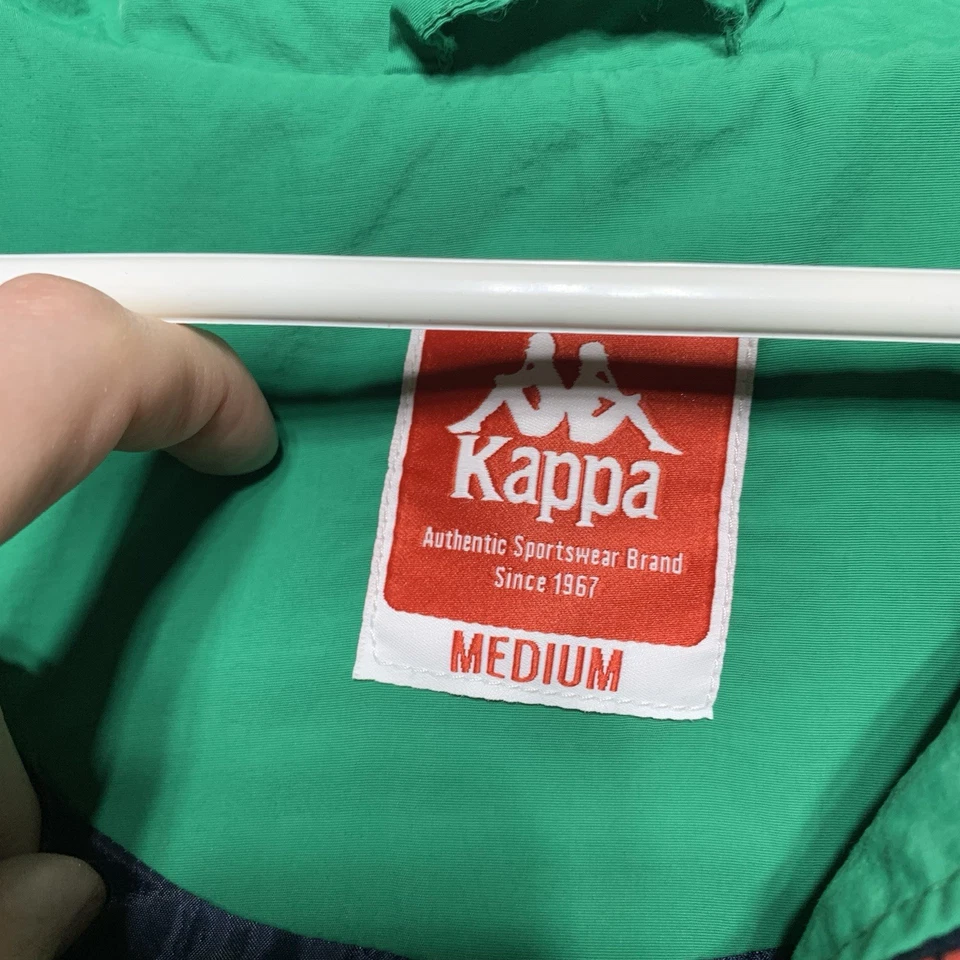 Chaqueta cortavientos Kappa Emile Anorak para hombre mediana azul verde cinta de bloque de color Foto 2 de 4