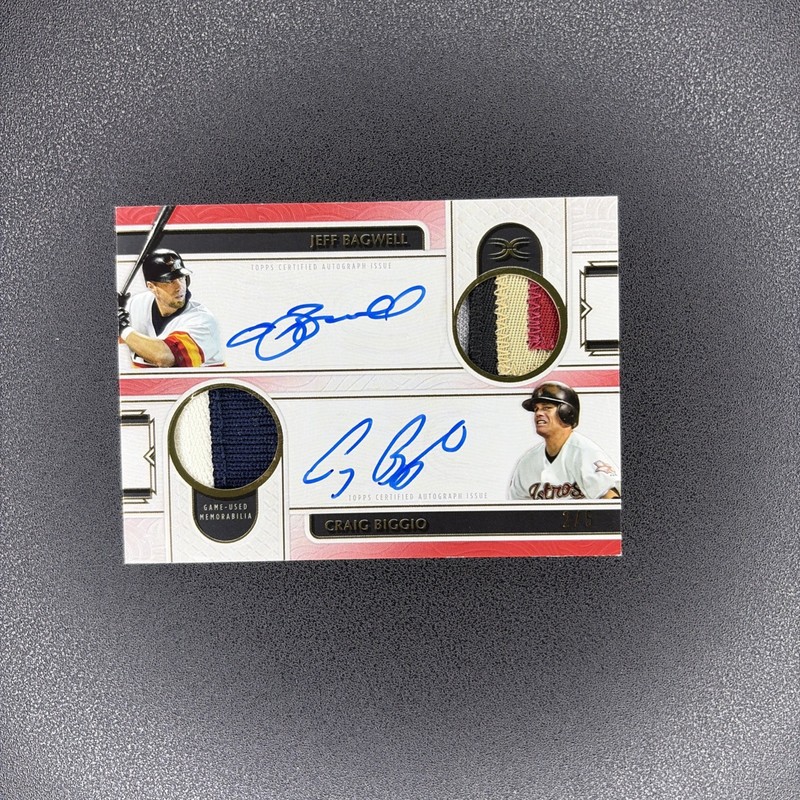 2025 Topps Definitive Jeff Bagwell Craig Biggio DUAL GAME USED JERSEY AUTO SP /5