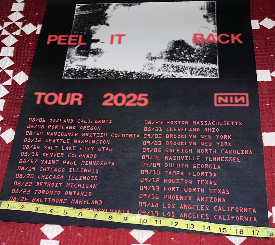 Póster de la gira Nine Inch Nails Peel It Back 2025 - 18x24 D/S - Promoción auténtica NIN Foto 4 de 4