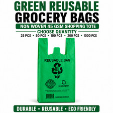Reusable Retail Shopping Bags Green Non Woven Tote Bags Choose Quantity