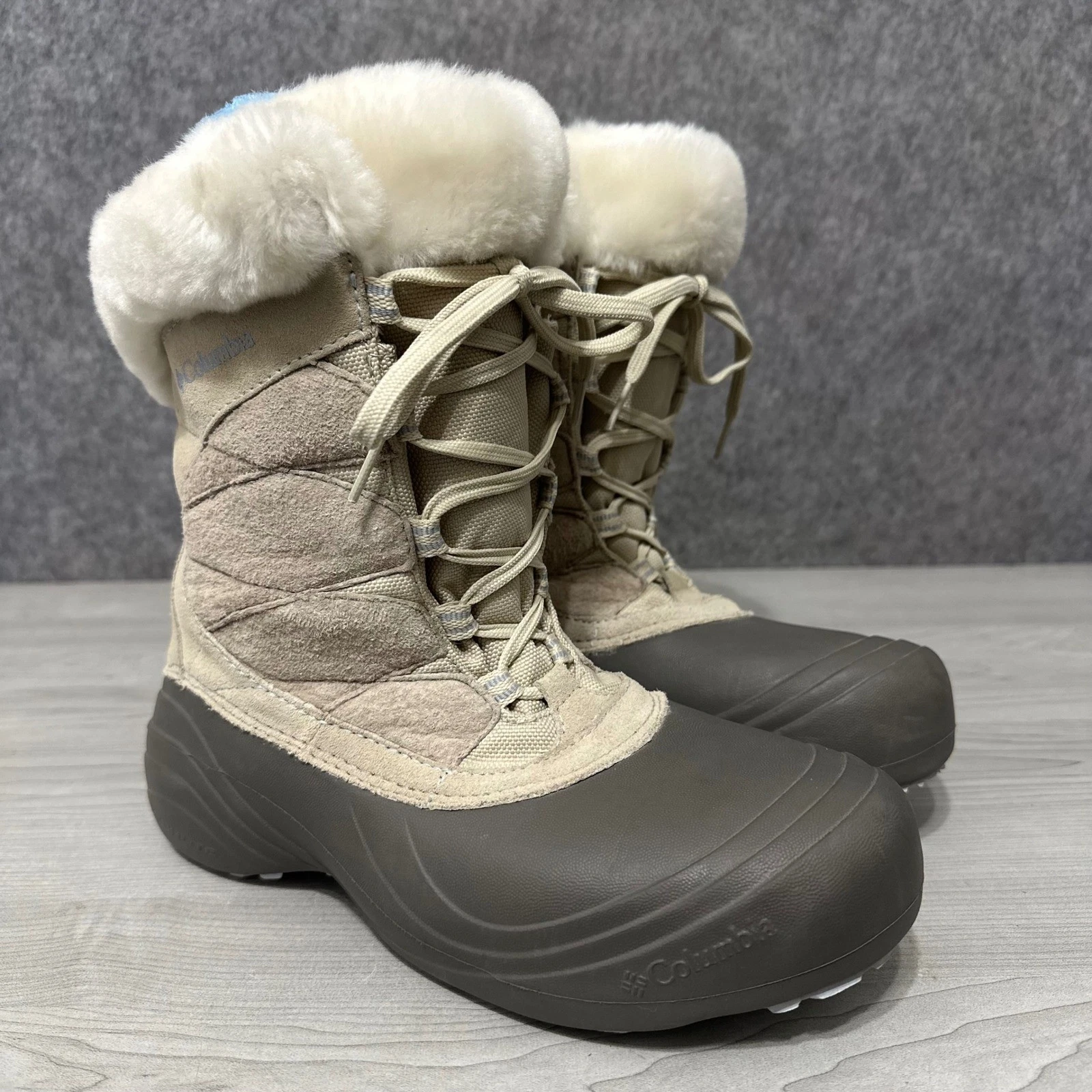 Columbia Sierra Summette Winter Boots Womens 10 Tan Brown Faux Fur Suede