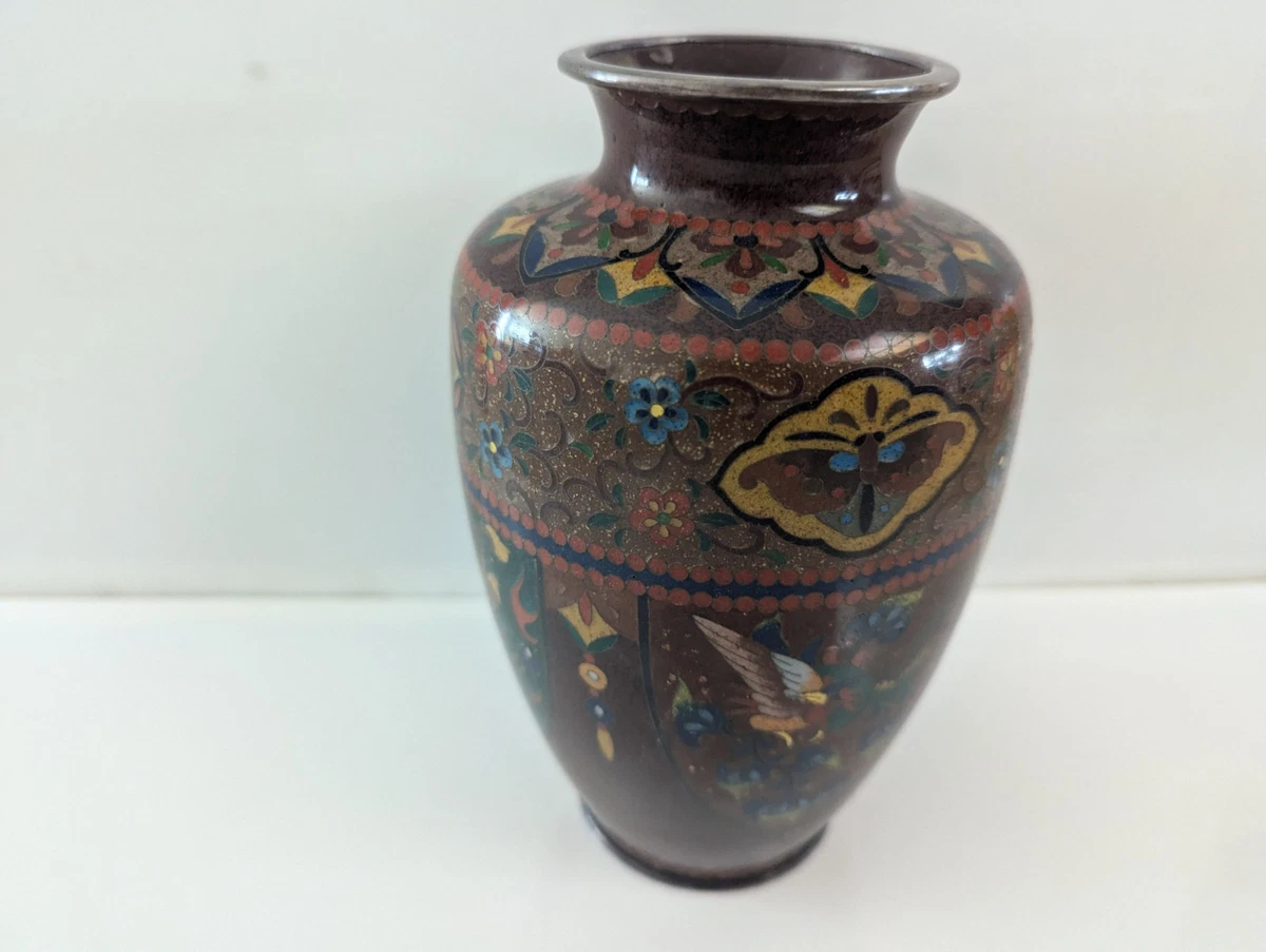 银色景泰蓝日本古董花瓶| eBay