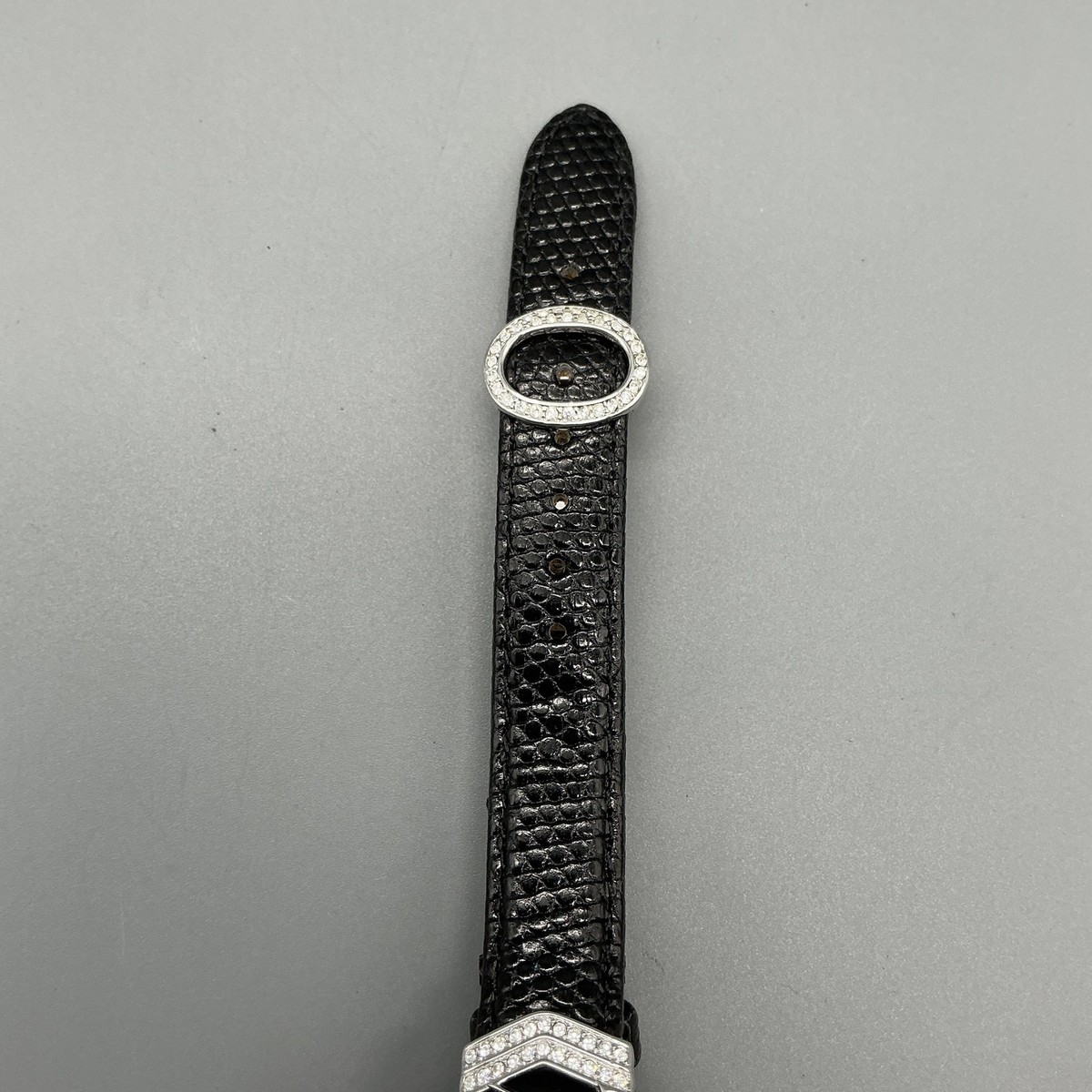 Croton Womens Watch 28mm MOP Black Enamel Crystals Leather  display picture 1