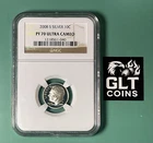 2008-S Roosevelt Dime Silver Proof NGC PF70 Ultra Cameo Flawless Top Grade.