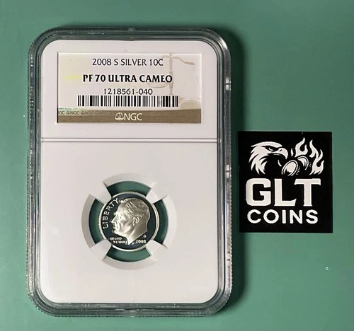 2008-S Roosevelt Dime Silver Proof NGC PF70 Ultra Cameo Flawless Top Grade.