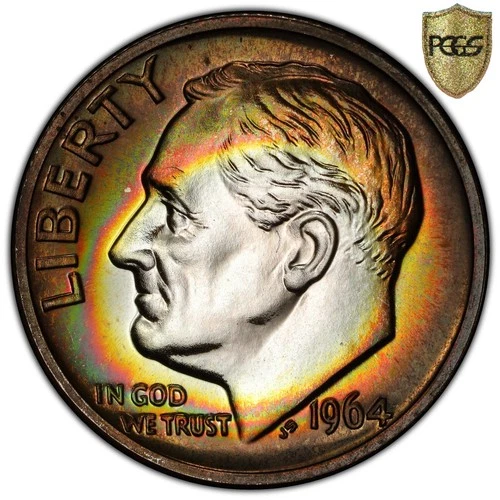 1964 Toned Roosevelt Dime Proof PCGS PR 67 PF See Video Toning Silver Coin 10C