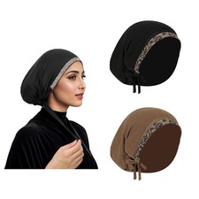 2 Pcs Muslim Inner Hijab Caps Women Girls Stretchy Breathable Full Cover Unde...