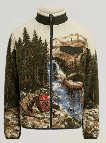 Polo Ralph Lauren High Pile Fleece Sportsman Country Scenic Wildlife Jacket XL - product listing photo