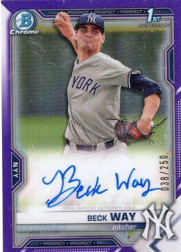 2021 Bowman Chrome Prospect Autographs Purple Refractors Beck Way /250