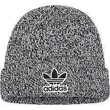 Adidas Men Black / White OG Flat Knit Trefoil Standard Fit Logo Beanie One Size