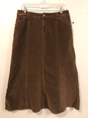 Eddie Bauer Corduroy Skirt Womens Sz 10 Brown A-Line Gored &hellip;
