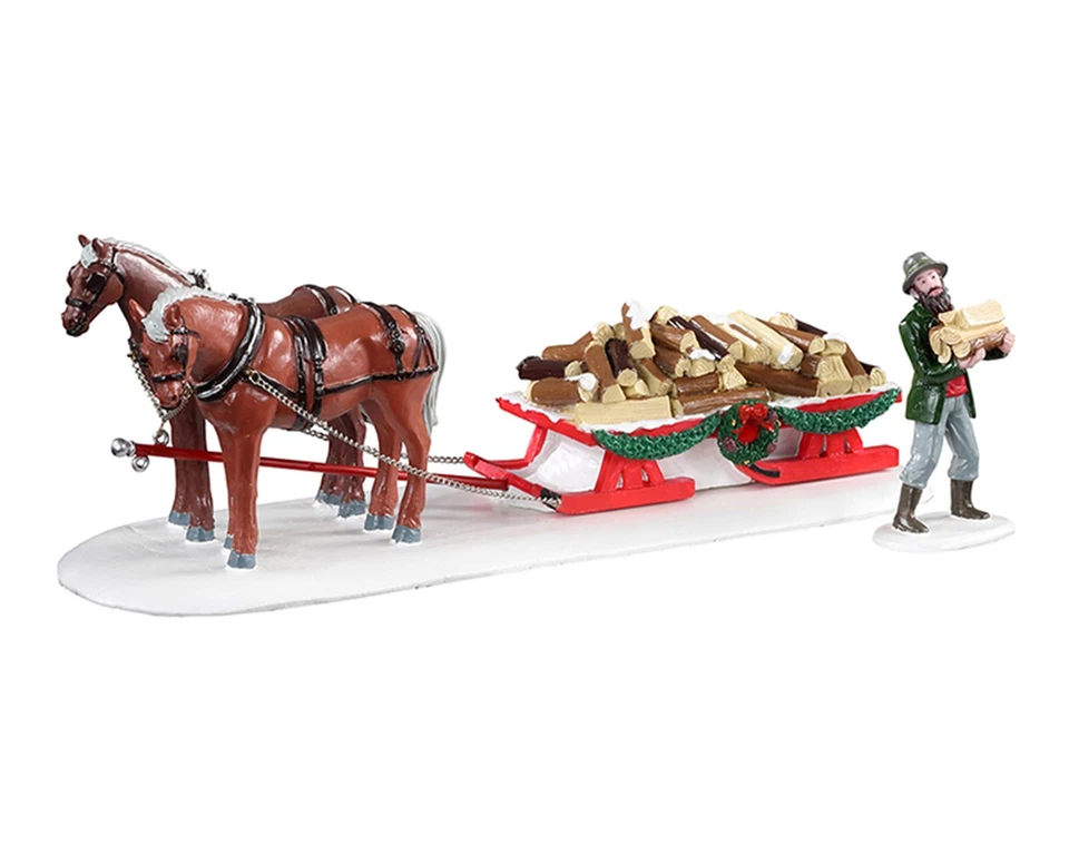 Lemax Firewood Livraison 2 Parties Traîneau Bois à Brûler Village de Noël Hiver - Photo 1/1