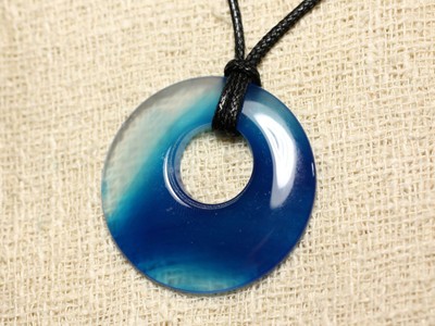 Pendentif Donut Oval En Quartz Bleu - Pierre Naturelle, Marque Naturosphère - Neuf Avec étiquettes