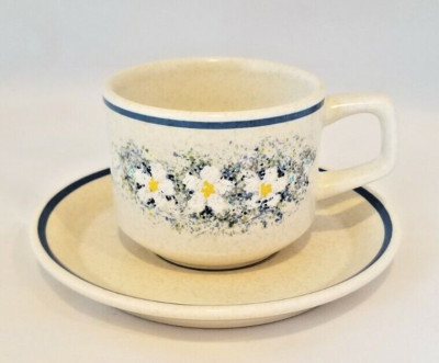 LENOX DEWDROPS Temper-Ware Yellow Daisies Coffee Cup & Saucer Set Vintage 1970's