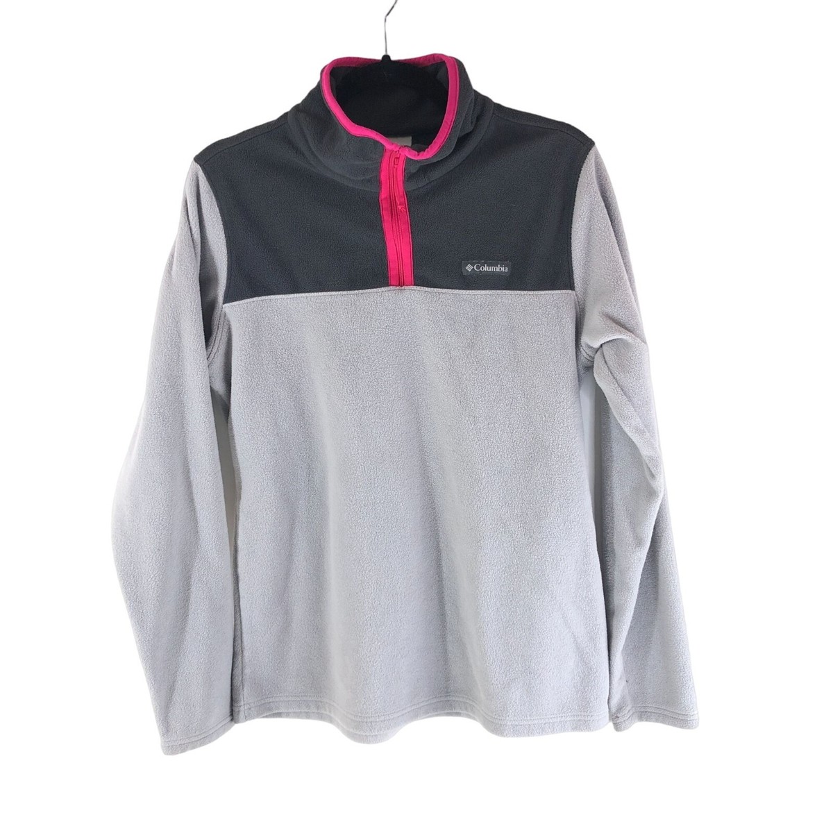Columbia Womens Fleece Pullover 1/4 Zip Colorblock Gray Pink