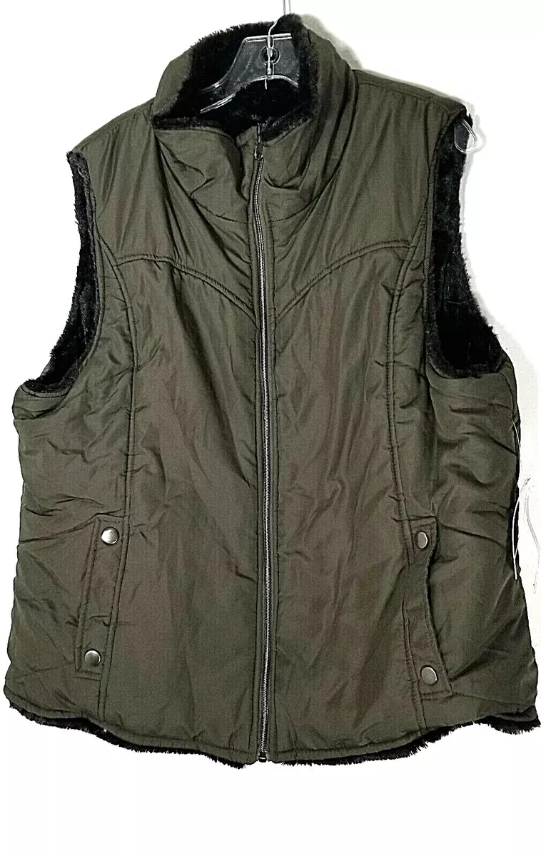 KC Collections Women s Reversible Olive Green Vest 2X 22 24 Plus Size New NWT