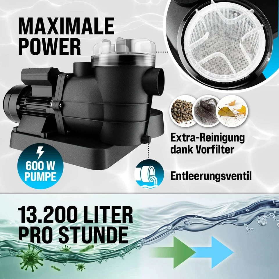 MONZANA® Sandfilteranlage Filterkessel Pool Filteranlage Sand Wasserfilter 7Wege - Bild 2 von 4