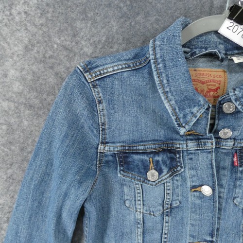 Levi's Jean Jacket Girls Small Denim Med Wash Trucker Button Up - Picture 3 of 12