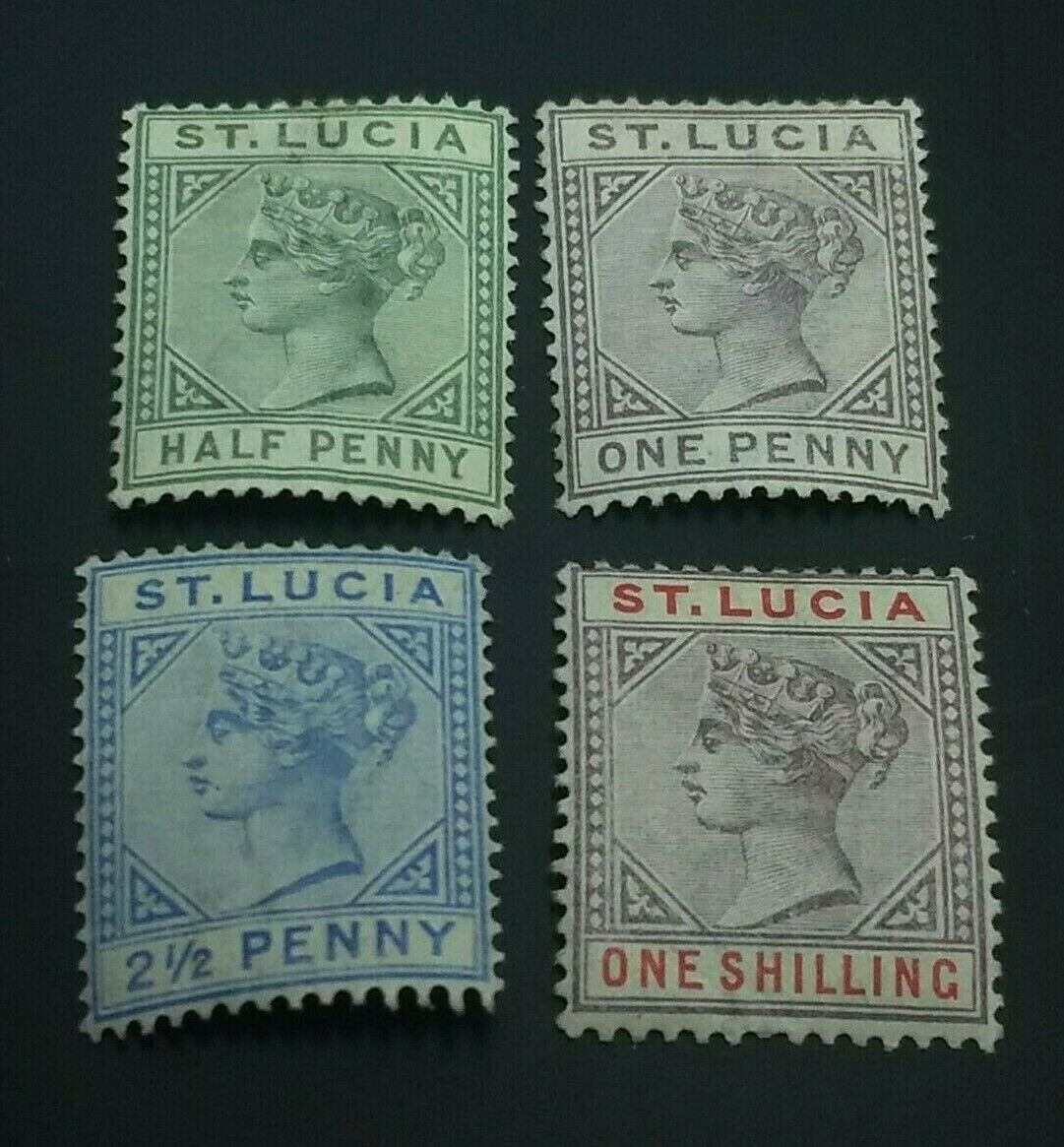 KAPPYSSTAMPS ST. LUCIA #27,29,31,37 1891 DIE B ISSUES MINT HINGED