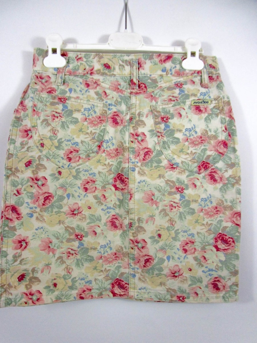 Germany Designer Pionier Women's Girls Vtg 80s Cotton Floral Skirt sz XS BG71 View 6
