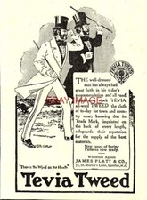 1909 Advert for TEVIA TWEED Clothing Fabric Original Small Print Ad 726/134