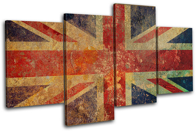 Union Jack Maps Flags MULTI Leinwand Wand Kunst Bild drucken