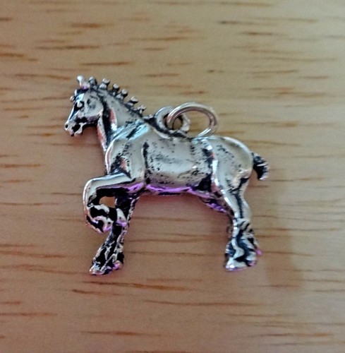 Sterling Silver 20x21mm 4g Leg up Clydesdale Belgium Belgian Work Horse Charm - Picture 6 of 10