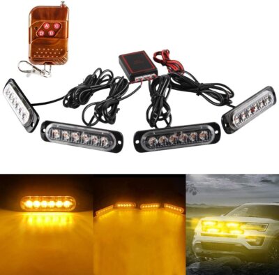 Amber Yellow 24LED Car Strobe Flash Light Dash Emergency Warning Lamp 12V
