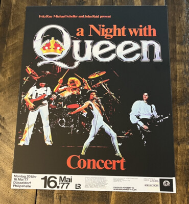 A NIGHT WITH QUEEN 1977 RETRO REPLICA MINI ROCK CONCERT POSTER