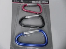 Carabiner Clips Tool Bench Hard Ware Set of 3
