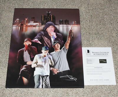 EMINEM SIGNED 16x20 CANVAS ARTWORK BECKETT COA SLIM SHADY MM LP