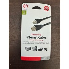 NEW GE 6ft Streaming Cat5e Internet Ethernet Cable RJ45M Connectors Black 33590