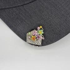 Floral & Rhinestone Custom Golf Ball Marker with Mag. Hat Clip - One of a Kind