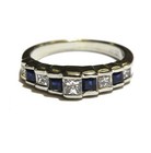 14k white gold .52ct SI1 VS2 H princess diamond sapphire gemstone band ring 2.1g — photo 2