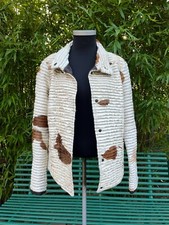 Emporio Armani Genuine White & Ginger Rippled Calfskin Fur Jacket Coat Sz Medium