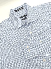      Forsyth of Canada Mens Shirt 17.5x37 Blue Check Non Iron Tailored Fit